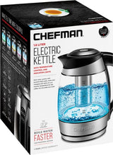 Load image into Gallery viewer, CHEFMAN - 1.8L Electric Kettle - Stainless Steel/Black
